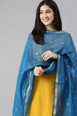 Blue Silk Blend Bhagalpuri Handloom Causal Dupatta