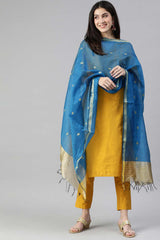 Blue Silk Blend Bhagalpuri Handloom Causal Dupatta