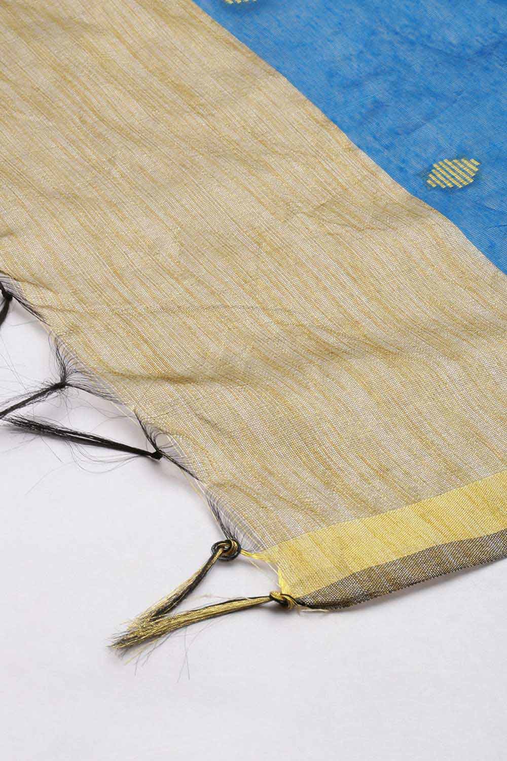 Blue Silk Blend Bhagalpuri Handloom Causal Dupatta