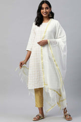 Silk Blend  Dupatta In White