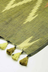 Buy Pure Cotton Ikat Printed Dupatta in Green Online - Front