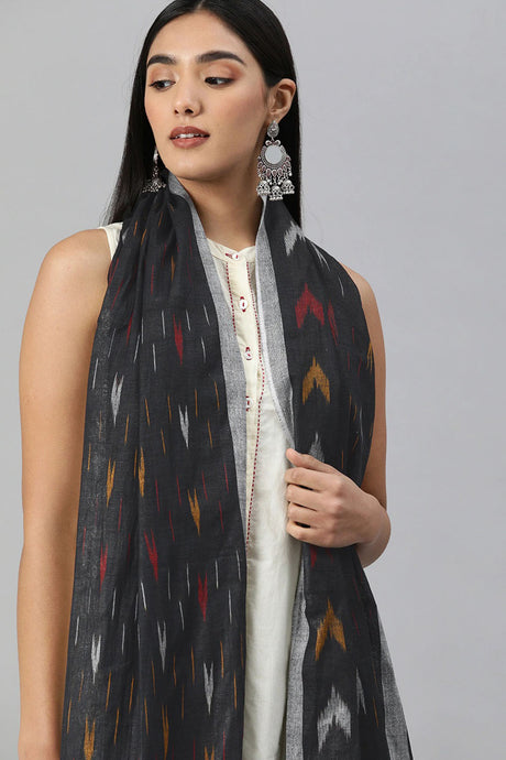 Buy Pure Cotton Woven Design Dupatta in Black