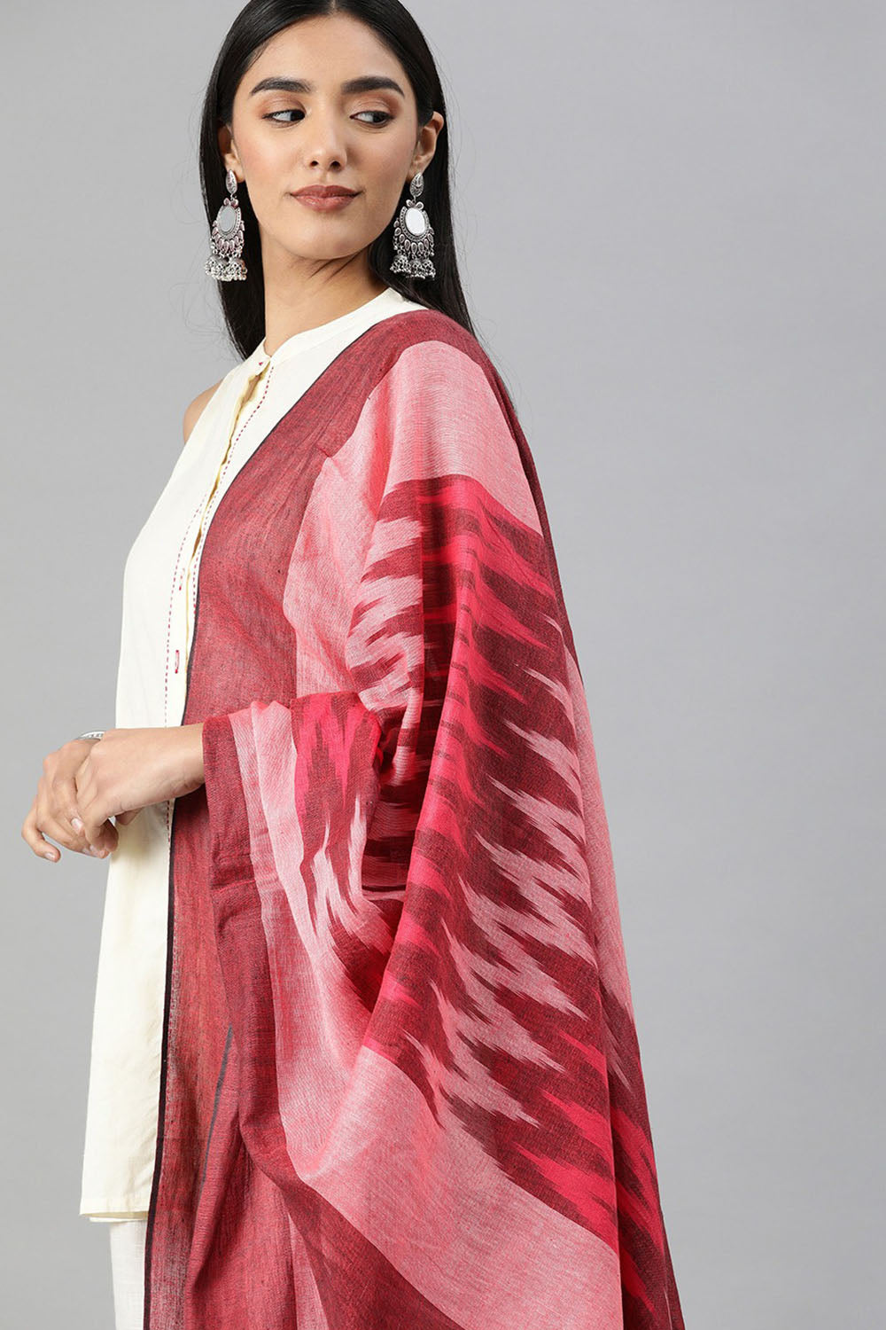 Buy Pure Cotton Woven Design Dupatta in Pink