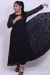 Chikankari Dreamy Anarkali In Black