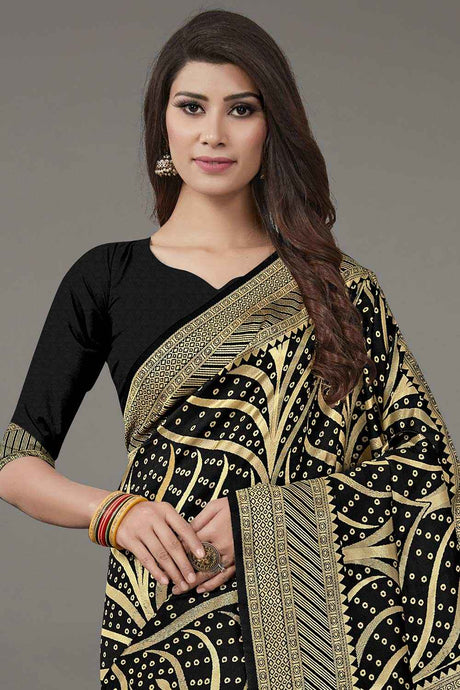 Silk Blend Black Woven Design Celebrity Saree