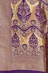 Silk Blend Purple Woven Design Celebrity Saree