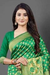 Silk Blend Green Woven Design Celebrity Saree