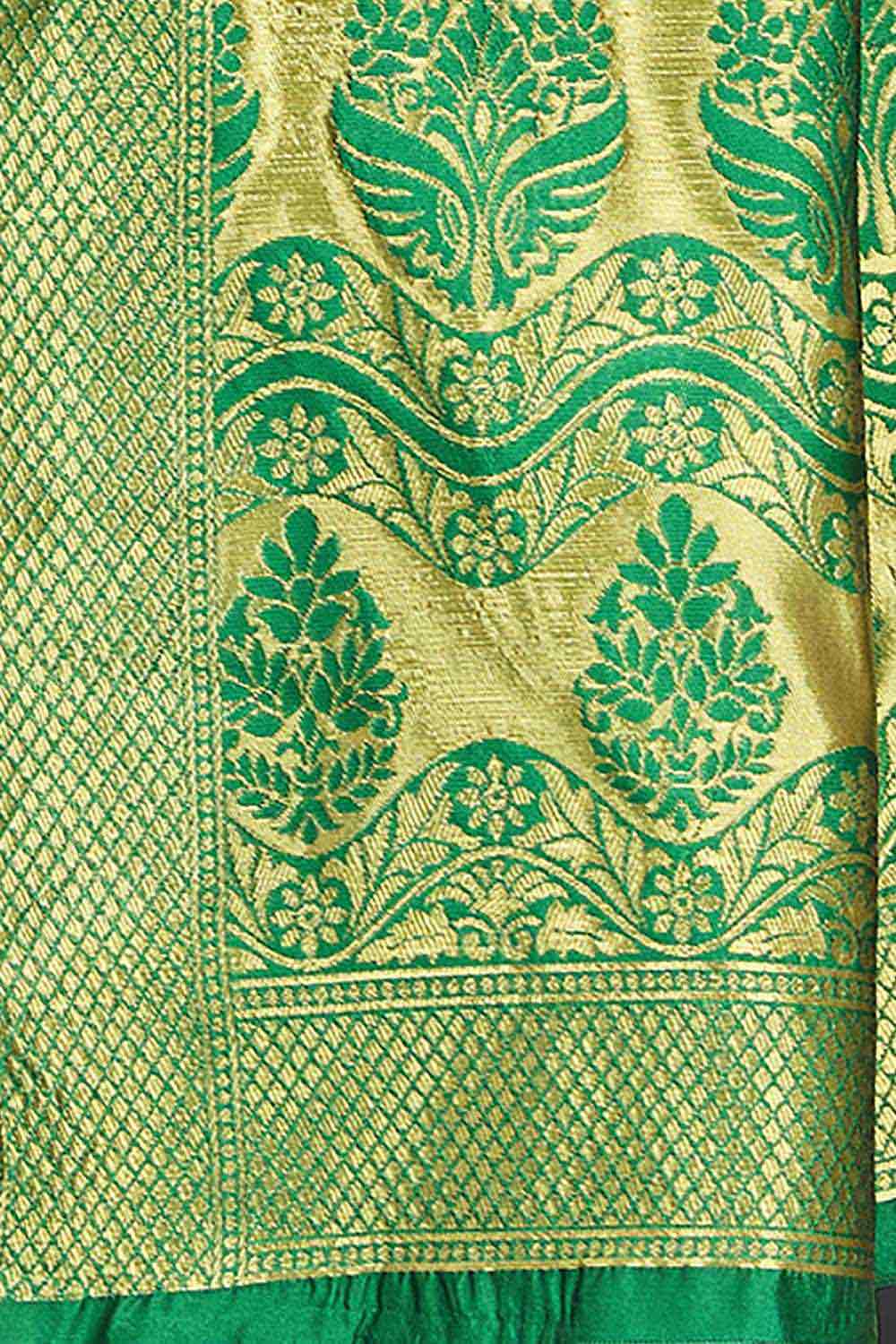 Silk Blend Green Woven Design Celebrity Saree