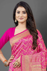 Silk Blend Pink Woven Design Celebrity Saree