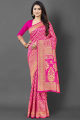 Silk Blend Pink Woven Design Celebrity Saree