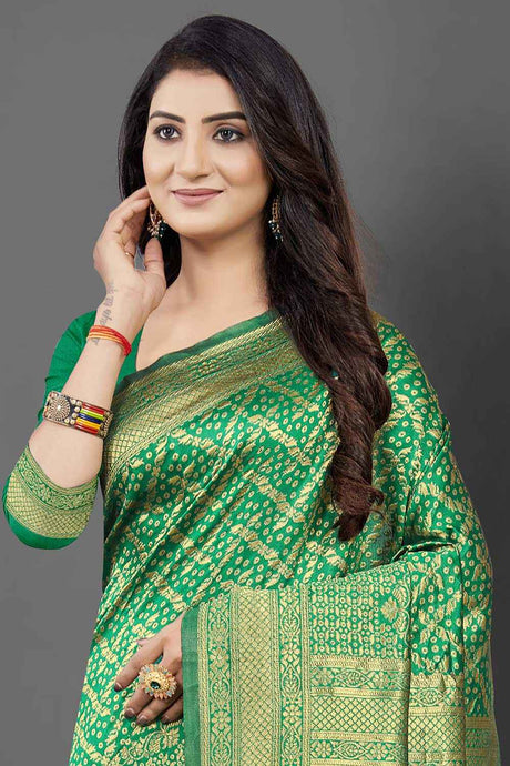 Silk Blend Green Woven Design Celebrity Saree