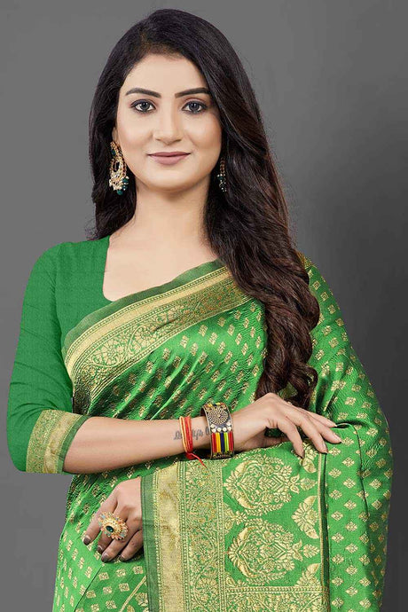 Silk Blend Green Woven Design Celebrity Saree