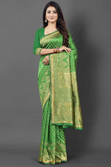 Silk Blend Green Woven Design Celebrity Saree