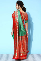 Silk Blend Green Woven Design Designer Saree