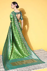 Silk Blend Green Woven Design Designer Saree