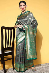 Silk Blend Green Woven Design Designer Saree