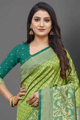 Silk Blend Green Woven Design Celebrity Saree