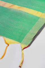 Buy Art Silk Zari Woven Dupatta in Green Online - Front