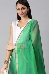 Buy Art Silk Zari Woven Dupatta in Green Online