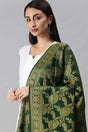 Buy Art Silk Zari Woven Dupatta in Green Online