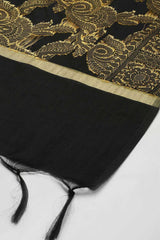 Buy Art Silk Zari Woven Dupatta in Black Online - Front