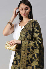 Buy Art Silk Zari Woven Dupatta in Black Online