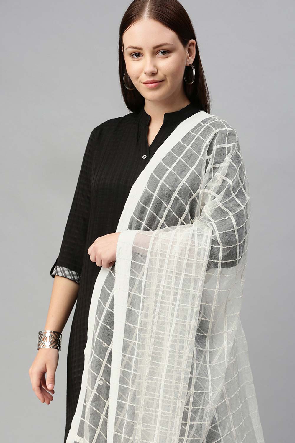 Buy Art Silk Woven Dupatta in White Online