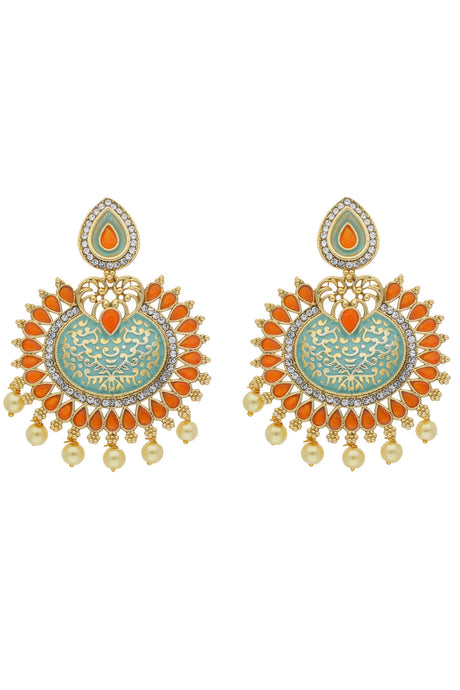 Alloy Chandbali Earring In Orange