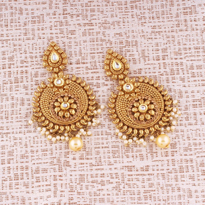 Alloy Chandbali Earrings in Gold