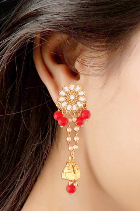 Alloy Large Dangle Earrings In Red