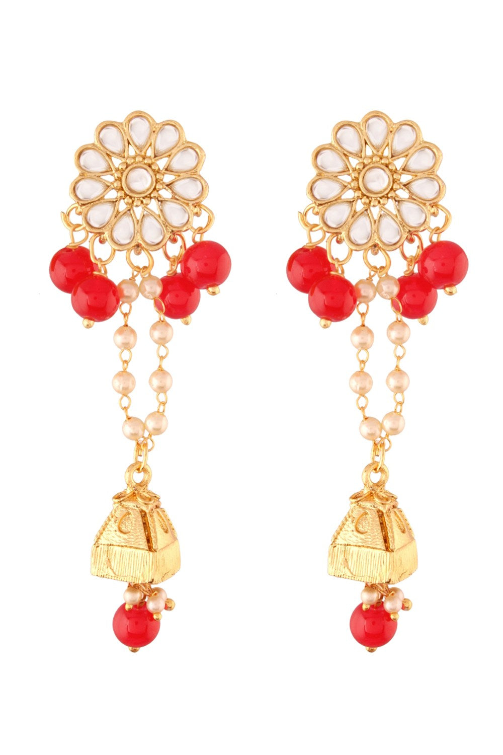 Alloy Large Dangle Earrings In Red