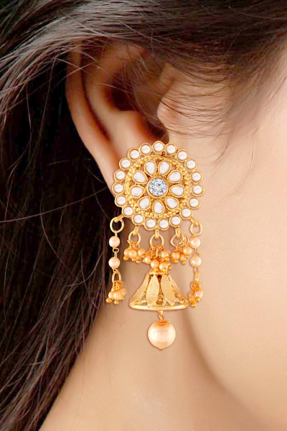 Alloy Large Dangle Earrings In Gold