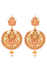 Alloy Chandbali Earrings In Pink