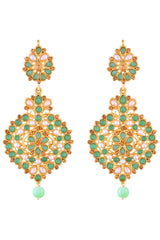 Alloy Large Dangle Earrings In Green