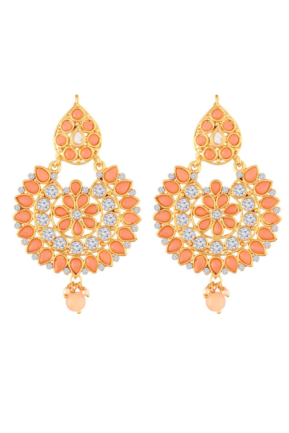 Alloy Chandbali Earrings In Pink