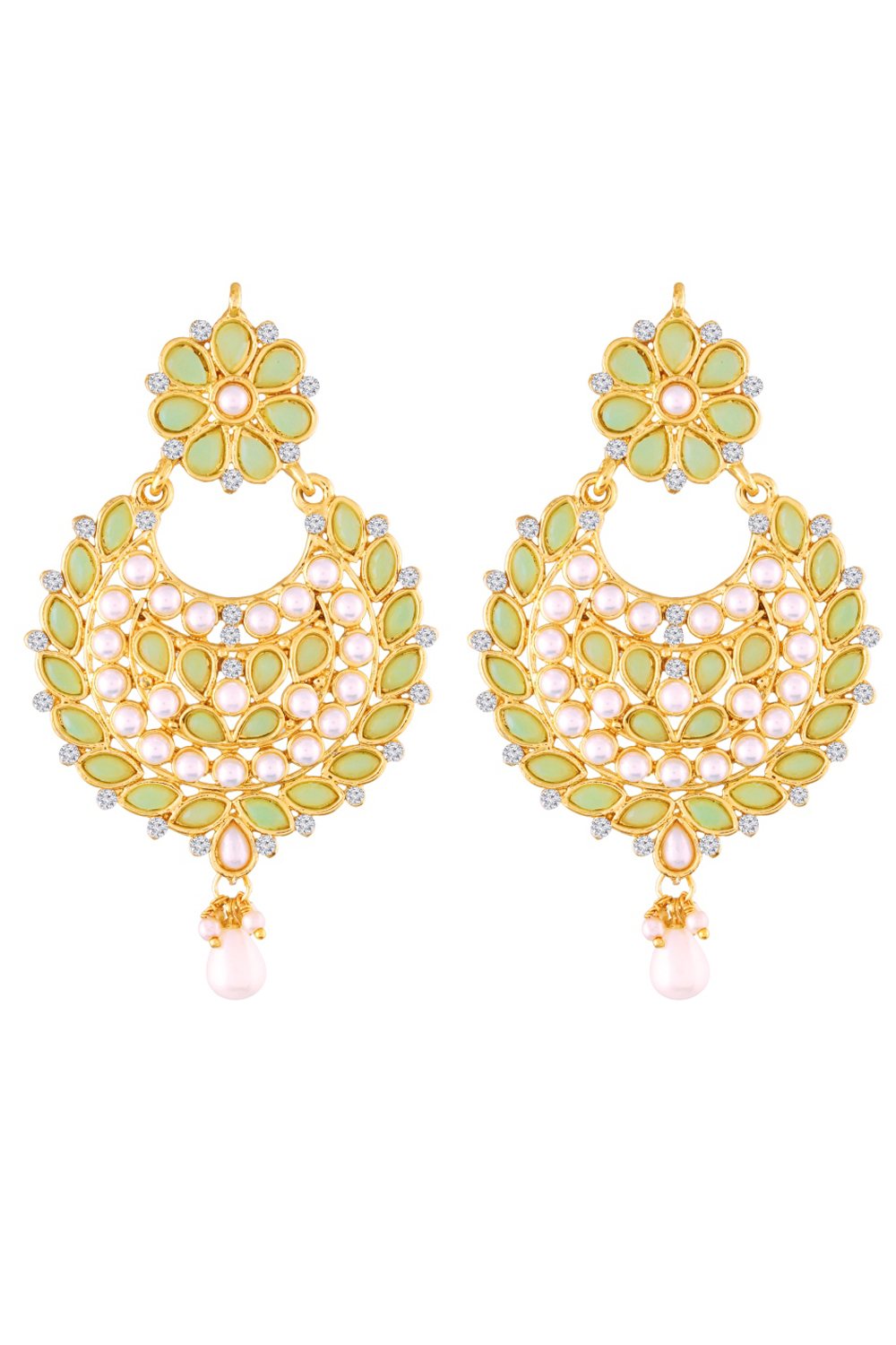 Alloy Chandbali Earrings In Green