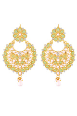 Alloy Chandbali Earrings In Green