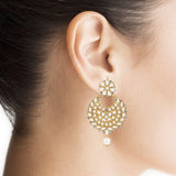 Women's Alloy Chandbali Earrings In White