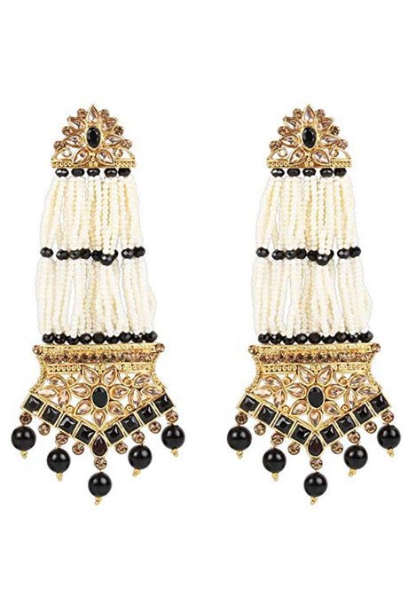 Buy Women's Alloy Large Dangle Earring in Black Online - Back