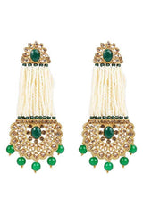 Buy Women's Alloy Large Dangle Earring in Green Online - Back