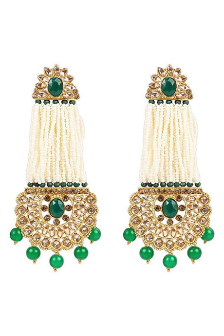 Buy Women's Alloy Large Dangle Earring in Green Online - Back