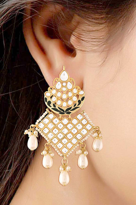 Buy Women's Alloy Drop Earring in Black Online - Back