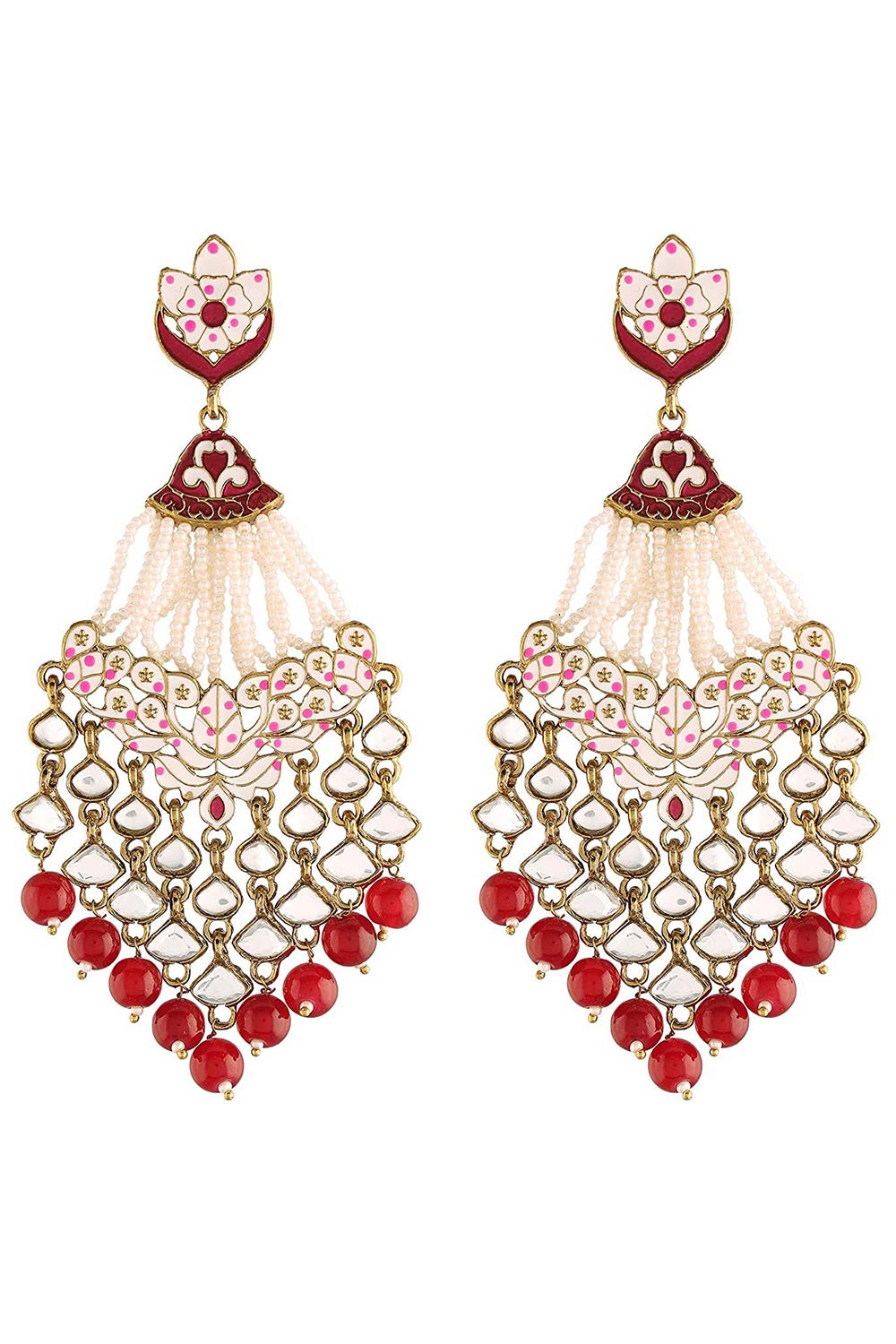 Buy Women's Alloy Large Dangle Earring in Maroon Online - Front