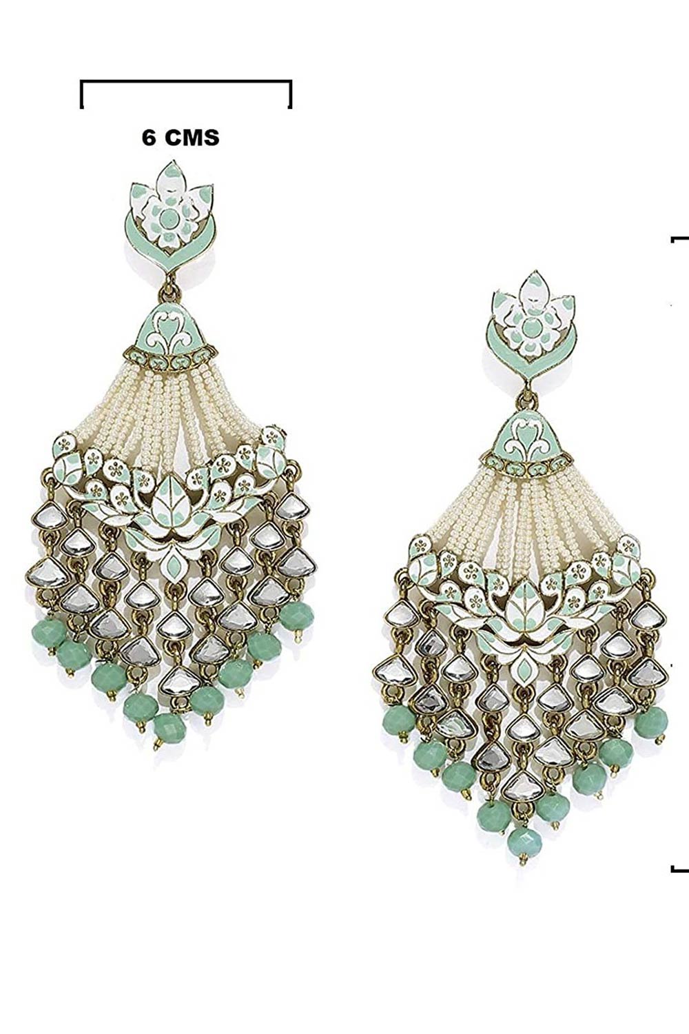 Buy Women's Alloy Large Dangle Earring in Turquoise Online - Back