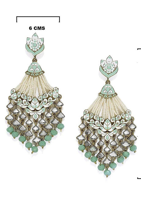 Buy Women's Alloy Large Dangle Earring in Turquoise Online - Back