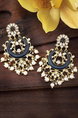 Buy Women's Alloy Chandbali Earring in Blue Online - Back