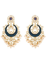 Buy Women's Alloy Chandbali Earring in Blue Online - Front