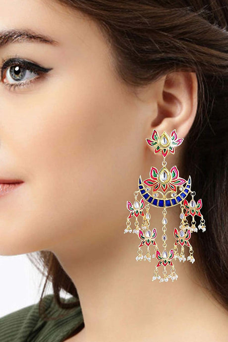 Buy Women's Alloy Chandbali Earring in Blue Online