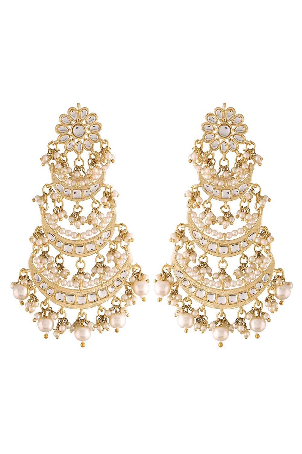 Buy Women's Alloy Chandbali Earrings in White