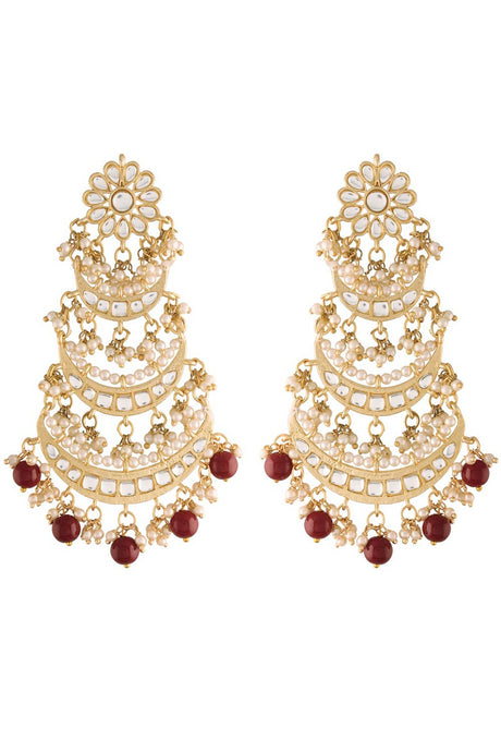 Buy Women's Alloy Chandbali Earring in Maroon Online - Back